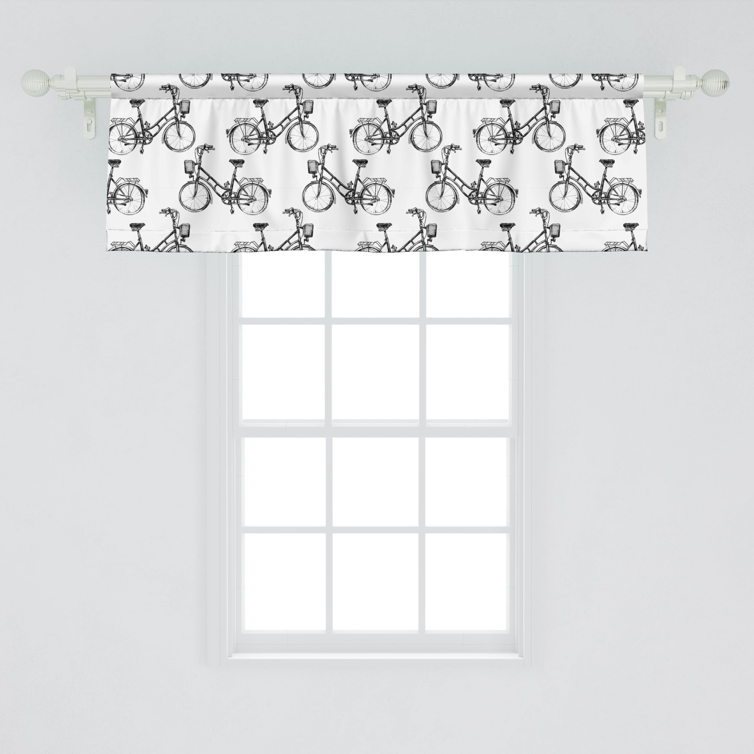 Ambesonne Sketch Window Valance, Monochrome Style