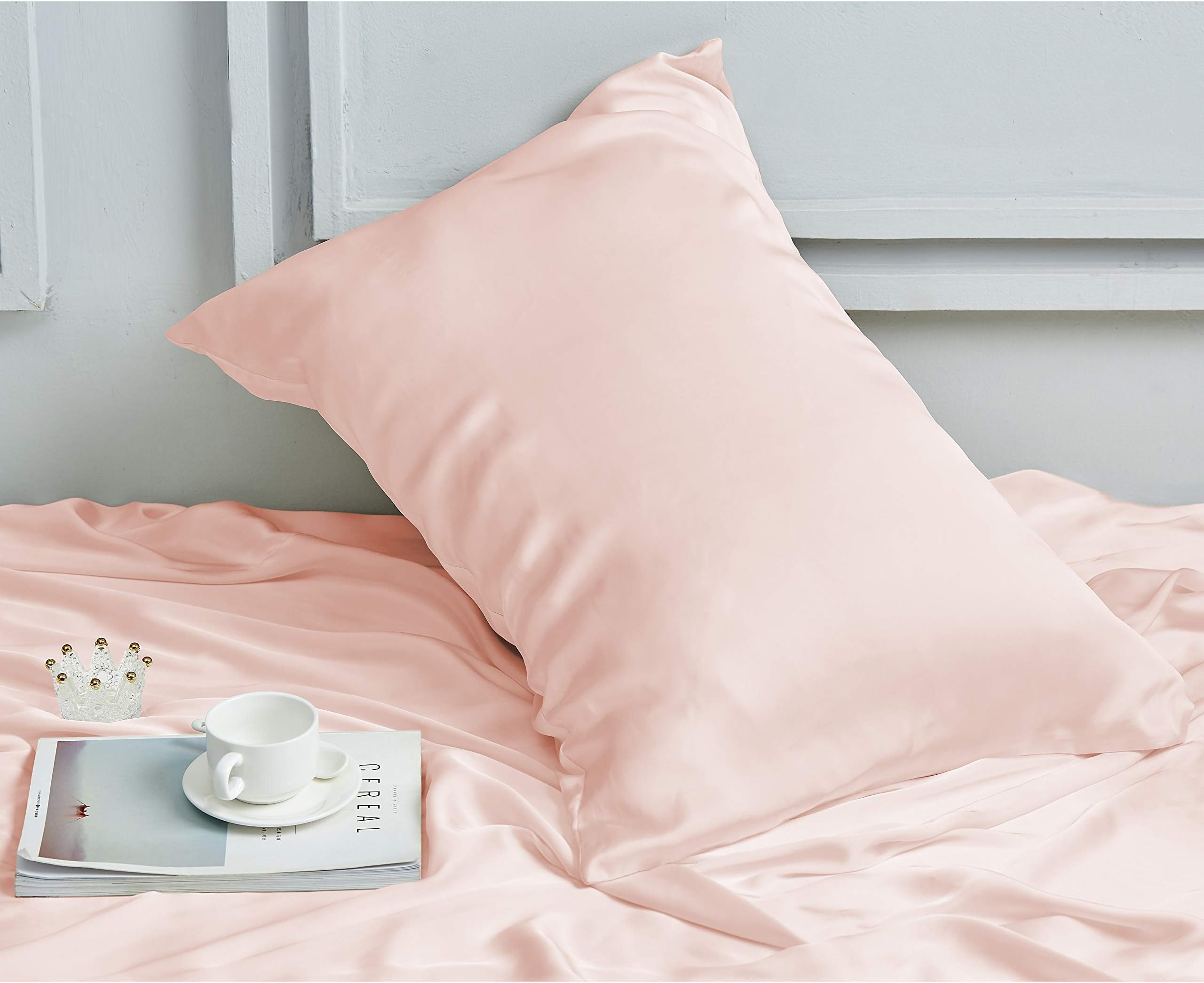 INSSL Silk Pillowcase for Women, Mulberry Silk Pillowcase for Hair and Skin and Stay Comfortable and Breathable During Sleep. (Pink, 20"×36")