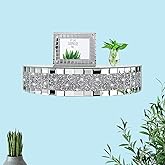 TACIDON Mirrored Floating for Wall Decor. Glamorous Crystal Crush Diamond Decorative Wall Shelf. Silver Mirror Glass Shelf. S