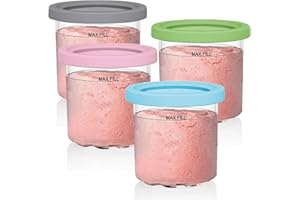 KALULY for Ninja Creami Pints and Lids - 4 Pack, Creami Extra Pint Containers Compatible with Nijana Creami NC301 NC300 NC299AMZ CN301CO Series Ice Cream Maker, for Ninja Creamy Pints containers Cups 16oz