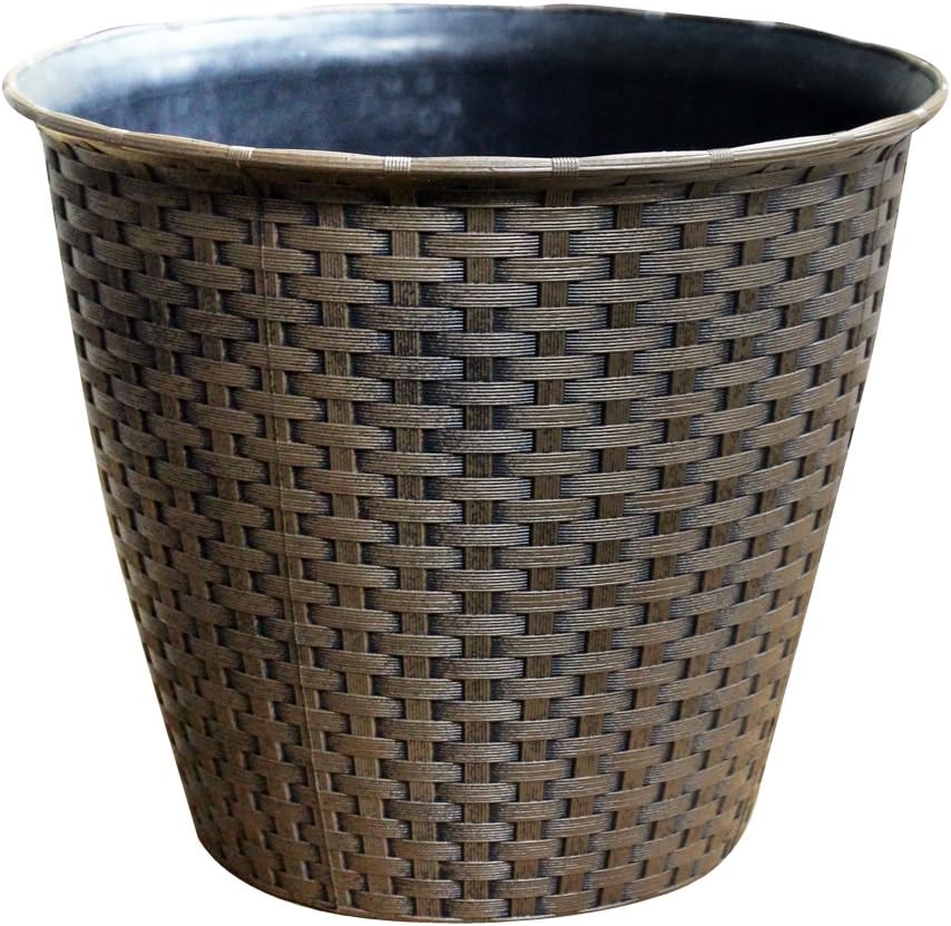 Kingfisher Large Rattan Effect Plastic Plant Pot, Transparent