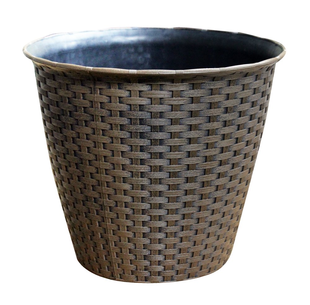 Kingfisher Large Rattan Effect Plastic Plant Pot