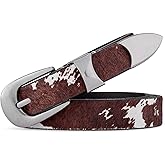 HQZBPT Women's Leather Horsehair Belt, Western Style Fashion Belt for Jeans and Dresses, Premium Textured Casual Accessories