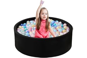 Zedachica Ball Pit for Toddlers 35.4''x11.8 Baby Ball Pit Soft Memory Foam Ball Pit Round Kids Ball Pit Indoor and Outdoor Game Kids Play Ball Pool Ideal Gift for Girls and Boys (Black, NO Balls)