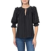 Ramy Brook Women's Samira Ruffled Shoulder V Neck Top