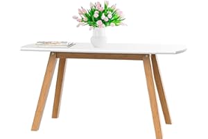 bonVIVO Small Coffee Table – Modern Low Accent Table with Bamboo Wooden Frame, Compact Side Table for Living Room, Bedroom, Apartment, Dorm or Office Furniture, Easy Assembly, White