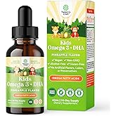 Kids DHA Omega 3 Drops - Fatty Acids Omega 3 6 9 for Brain, Immune Strength & Vision - Nutritional DHA for Kids for Healthy Nervous System & Focus Support - Liquid Supplement with EPA & ALA - 2 Fl Oz