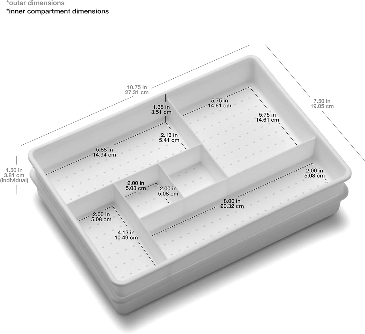 Amazon Com Madesmart Two Piece Drawer Organizer White Value
