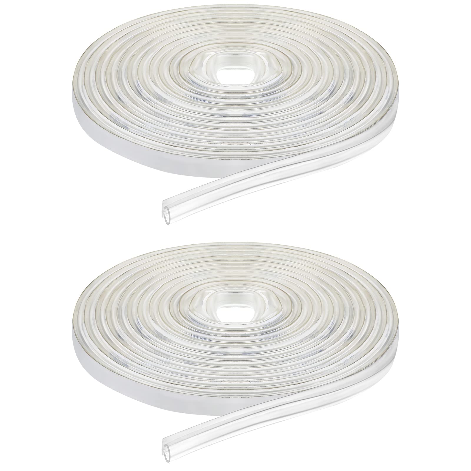 Photo 1 of ***1 roll only*** Tondiamo Shower Door Side Strip Seal Glass Translucent Shower Door Side Strip Seal Soft Clear PVC Frameless Glass Sweep to Stop Water(7/32 x 98.4 Inches,2 Rolls)