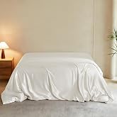THXSILK Luxury Full Silk Duvet Cover, Extra Soft, Breathable &amp; Cooling, Comforter Cover with Zipper Closure &amp; Corner Ties, Machine Washable &amp; Durable, 1 Duvet Cover Only (White)