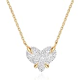 Fettero Christmas Necklace for Women Trendy 14K Gold Plated Dainty Diamond Necklace Charm CZ Clover Star Pendant Necklaces Simple Jewelry Gold Necklace for Women