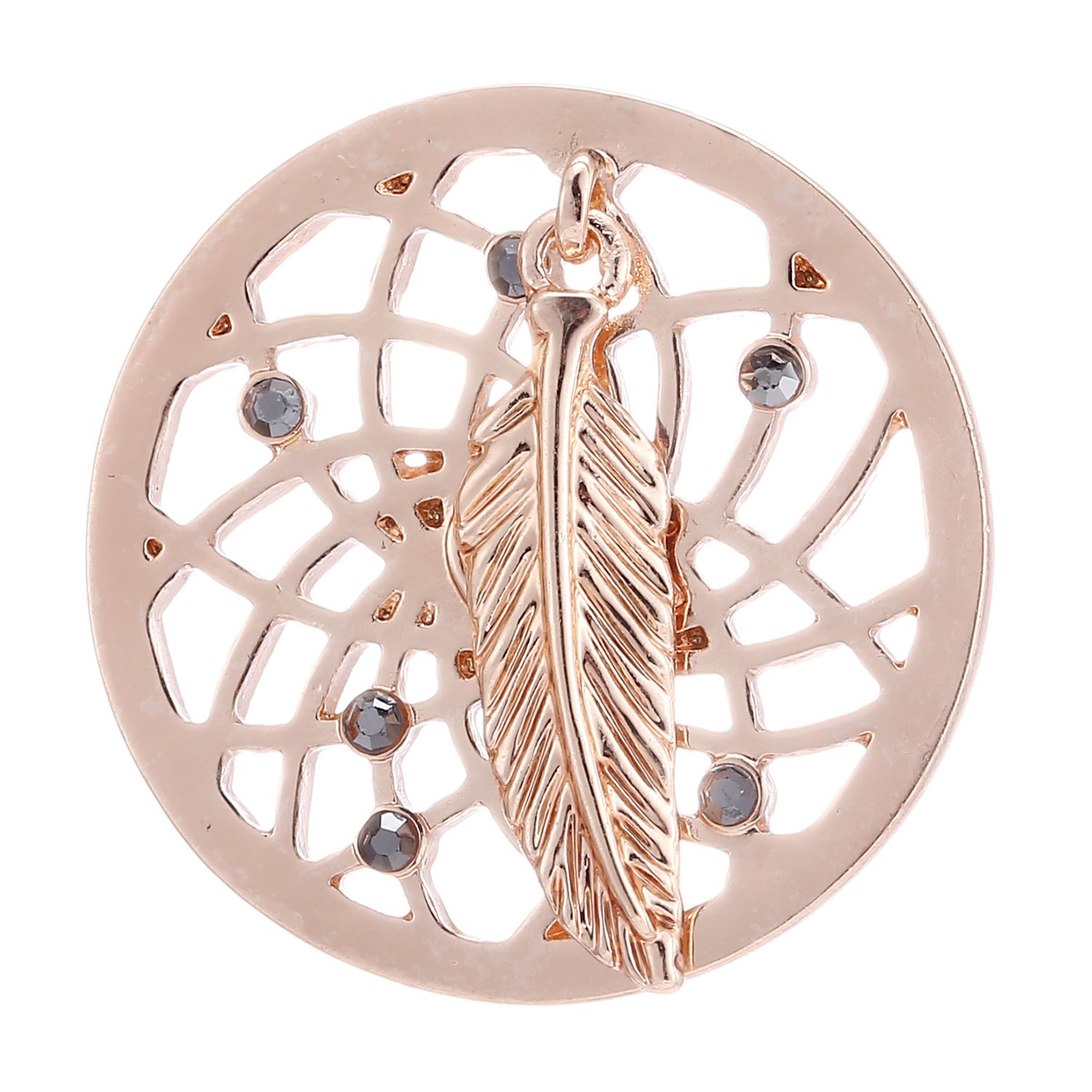 Morella Woman Coin 33 mm 1,3” Pink Gold Dreamcatcher with Feather