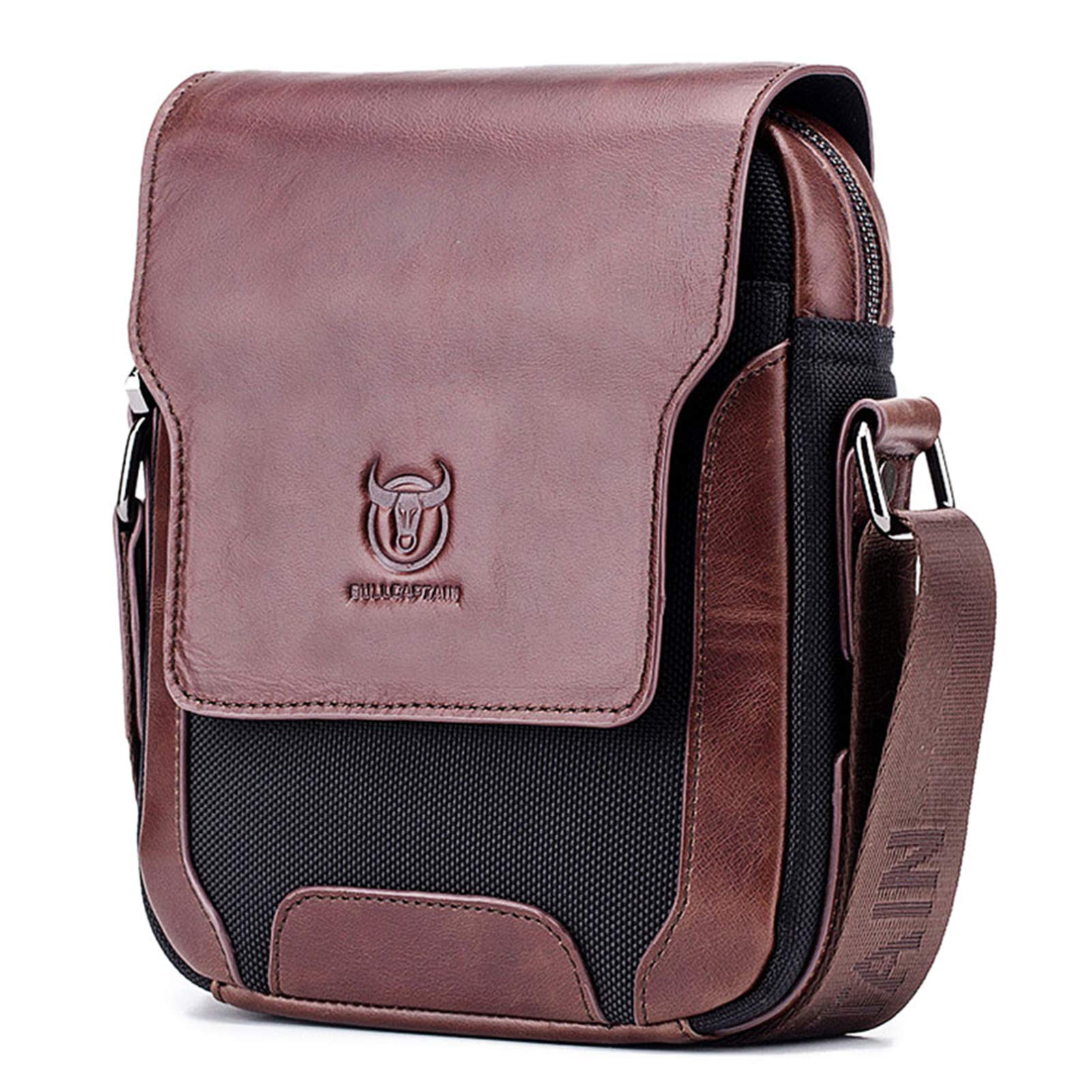 BAIGIO Leather Shoulder Bag for Men Stylish Crossbody Messenger Satchel Side Bag for Commuter Work School Business Travel (Coffee)