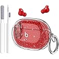 Studio Buds/Studio Buds Plus Case Cover Clear 2021/2023 Men Lock Clip with Cleaner Kit, GARTOO Protective Case for Women Girls Kids Clear Glitter