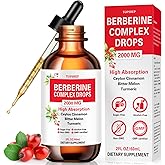 Liposomal Berberine HCL Supplement Liquid Drops 1500mg, Berberin with Ceylon Cinnamon, Bitter Melon, Turmeric, Glucomannan, Moringa, Berberine Phytosome for Digestion System, Immune Health Support