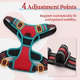 rabbitgoo Dog Harness Medium No Pull Front Back Reflective Adjustable Red Teal view 5