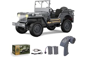 Hylukon RC Crawlers, 1:10 Scale D888 Willys Military Jeep, 2.4Ghz 4WD Off Road Rock Crawler with Lights, Removable Accessorie
