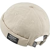 Clakllie Retro Docker Hat for Women Men Cotton No Brim Hat Adjustable Brimless Cap Worker Sailor Cap No Visor Beanie Hat