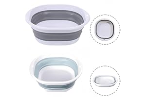 2 Pack Collapsible Wash Basin, Gray & Blue Foldable Portable Dish Tub - Space Saving for Household, Camping, Hiking, Kitchen,