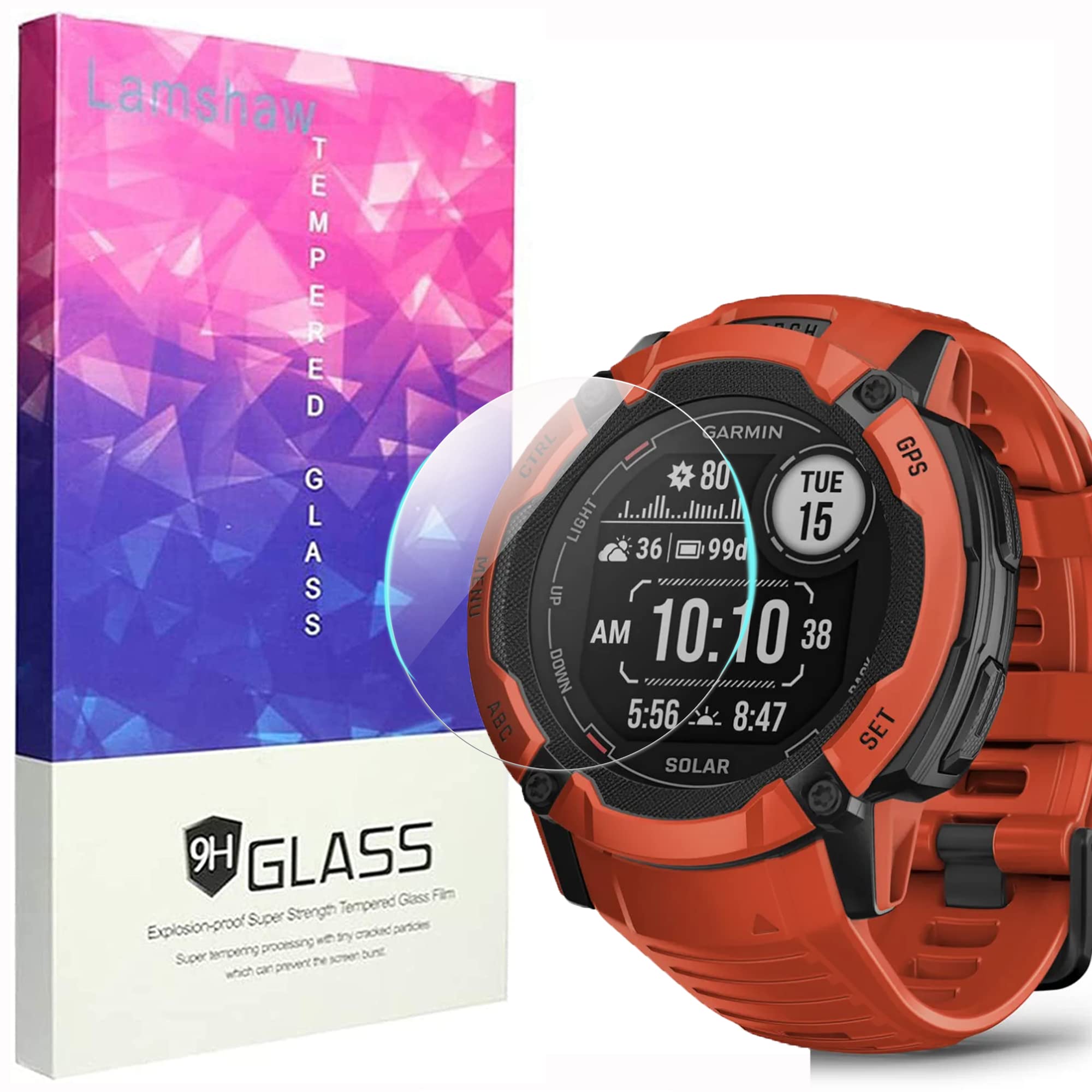 Blueshaweu Compatible for Garmin Instinct 2X Solar Screen Protector, [3 Pack] 9H Tempered Glass Screen Protector Film Compatible for Garmin Instinct 2X Solar Smartwatch (3 pack)