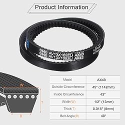 uxcell 4Pcs AX43 EPDM V-Belt, Raw Edge Cogged