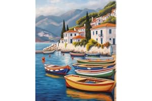 Natuyalo Paint by Numbers Kit for Adults - Harbor Landscape DIY Adult Paint by Number Kits Boat Acrylic Canvas Painting for Adults Beginners Kids Art Crafts Without Frame, 16x20 Inch