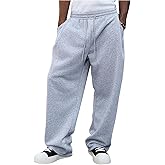 OYOANGLE Men's Baggy Sweatpants Drawstring Waist Workout Gym Wide Leg Pants with Pocket