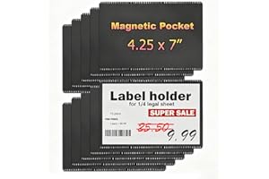 CHUNNIAO Magnetic Pocket as Price Tag 4.25x7 for Warehouse Supermarket,Rack&Shelf Information Label,Card Holder 10PCS