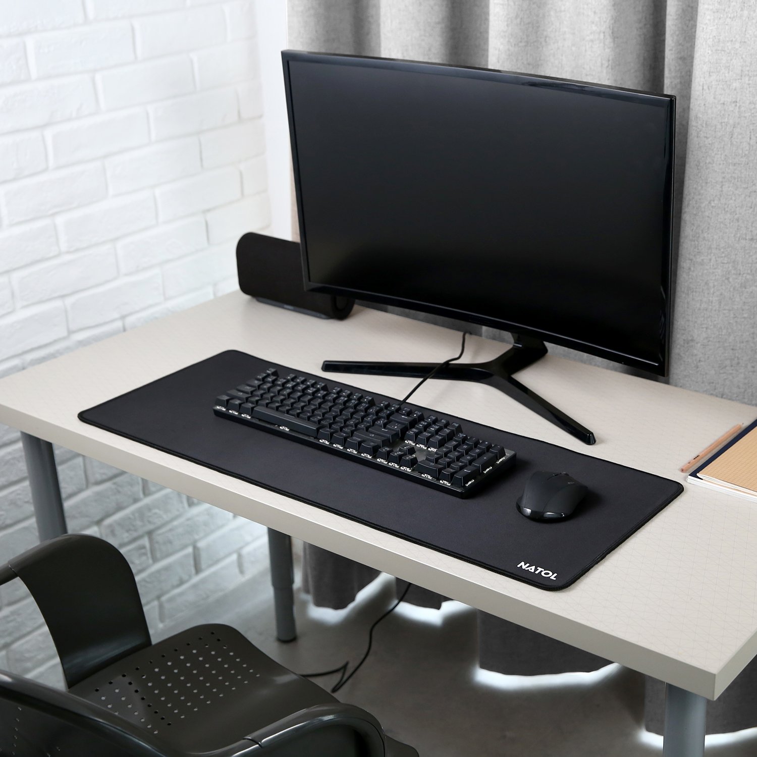 NATOL Gaming Mauspad, 800 x 300 mm Large Mouse Pad, Mausunterlage mit Glatter Oberfläche, Anti Rutsch und Wasserfeste Unterseite aus Gummi, für Tastatur und Maus