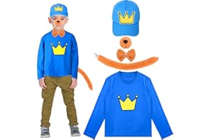 Kavoc 5 Pcs Blue Dog Costume Set Including Blue BaseCap Brown Dog Nose Bow Tie and Tail for Halloween Christmas Fancy Dress Up Supplies(M)