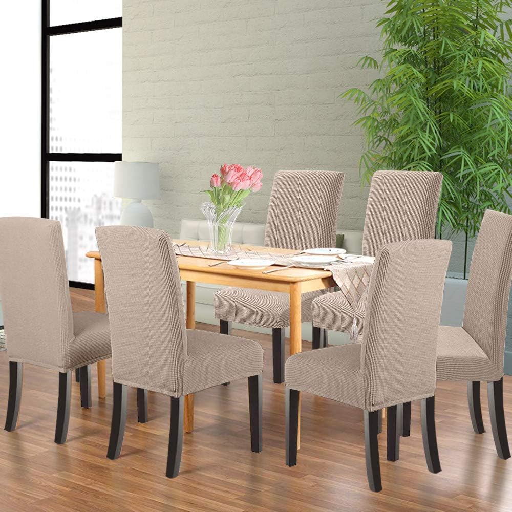 NORTHERN BROTHERS Dining Room Chair Slipcovers Dining Chair Covers Parsons Chair Slipcover Stretch Chair Covers for Dining Room Set of 4,Khaki: Home & Kitchen