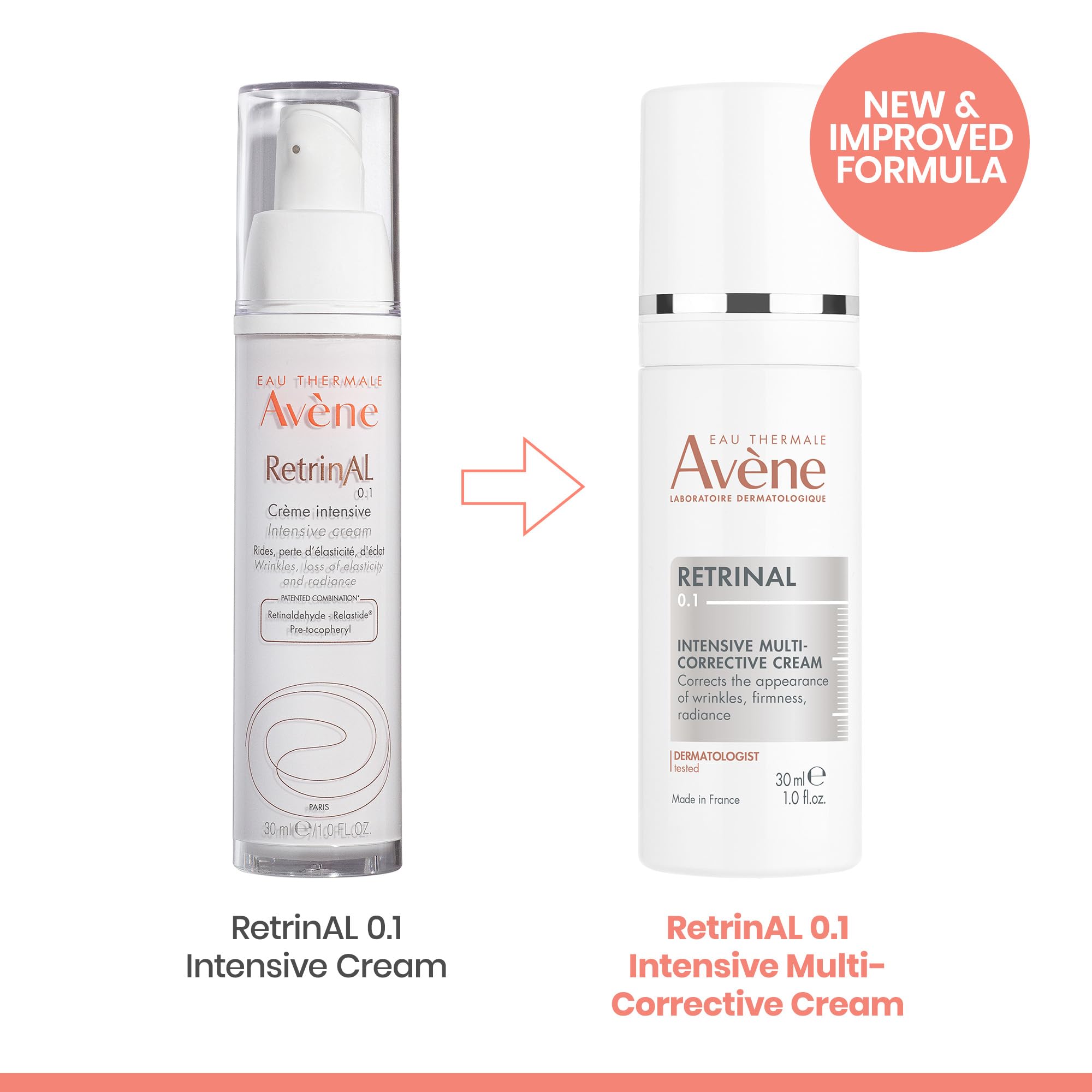 Avène Retrinal Intensive Multi-Corrective Cream, Retinal Face Cream Formulated with Retinaldehyde, Niacinamide & Hyaluronic Acid, Anti-aging Cream Visibly Reduces Wrinkles & Fine Lines, 1 Fl Oz
