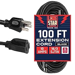 Lone Star Weatherproof Black Extension Cord 100