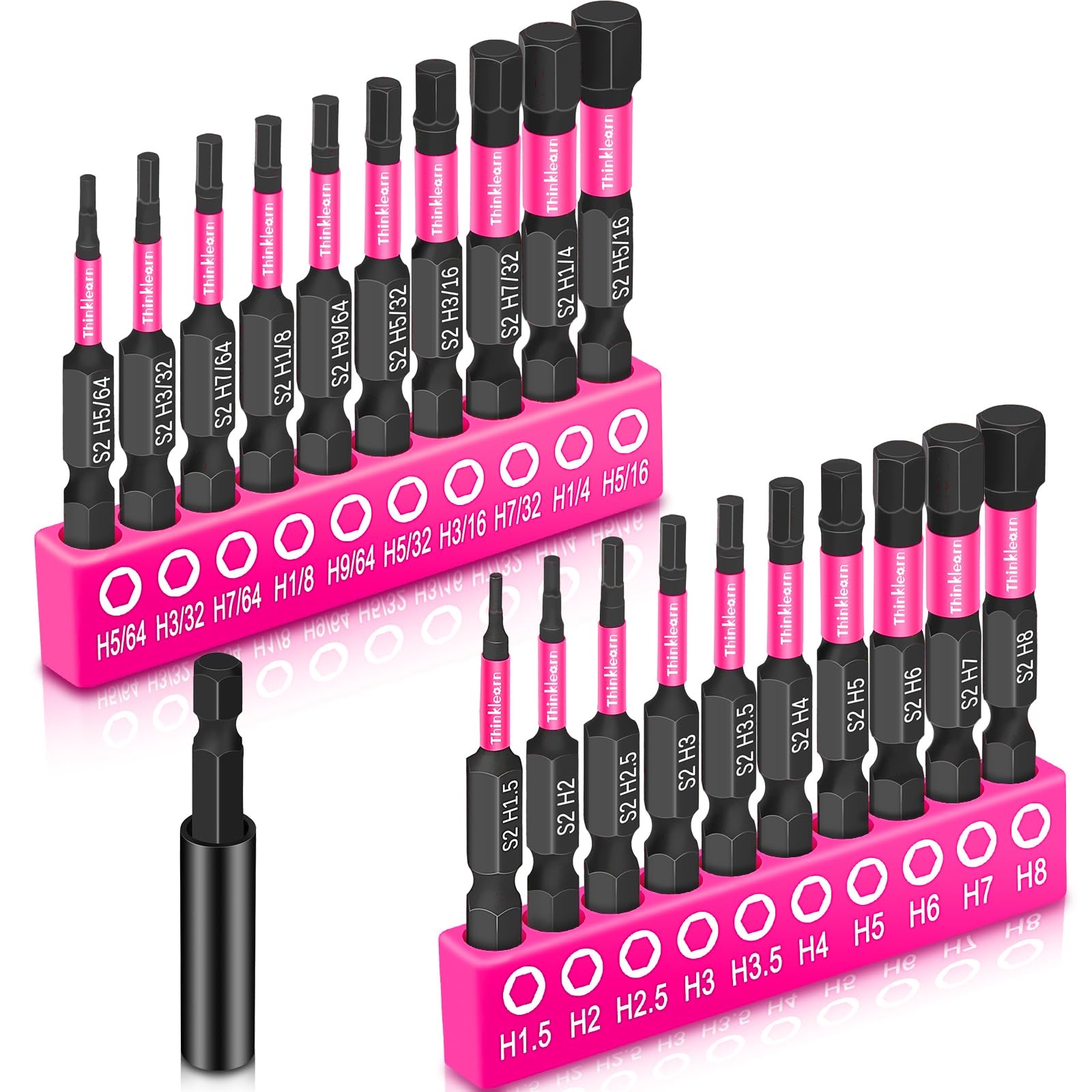 Photo 1 of 20PCS Hex Head Allen Wrench Drill Bit Set (Metric&SAE), 1/4” Hex-Shank S2 Steel Drill Bits Sets with 2.3" Extension Bit Holder, Impact CNC Machined Tips with Magnetism, Perfect Home DIY-Gift for Women