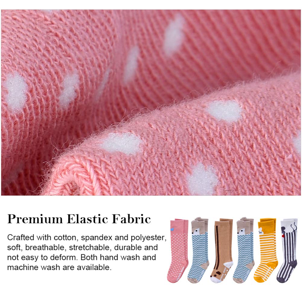 Vbiger 6 Paar Kleinkind Jungen &Mädchen Baumwolle Socken Dicken Winter Socken Kniehohe Socken Rutschfeste Strümpfe, 0-4 Jahren