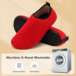 QFH Mens Womens Sock Shoes Teddy Fleece Closed Back