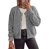 ATHMILE Fall Long Sleeve Cardigans for Women Sweater Fashion Open Front Winter Button Down Crewneck Soft Knit Jacket 2025