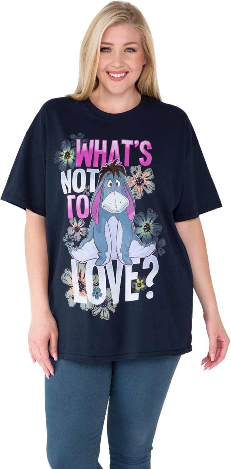Disney Women's Plus Size T-Shirt Eeyore What's Not to Love Print Navy Blue: Clothing