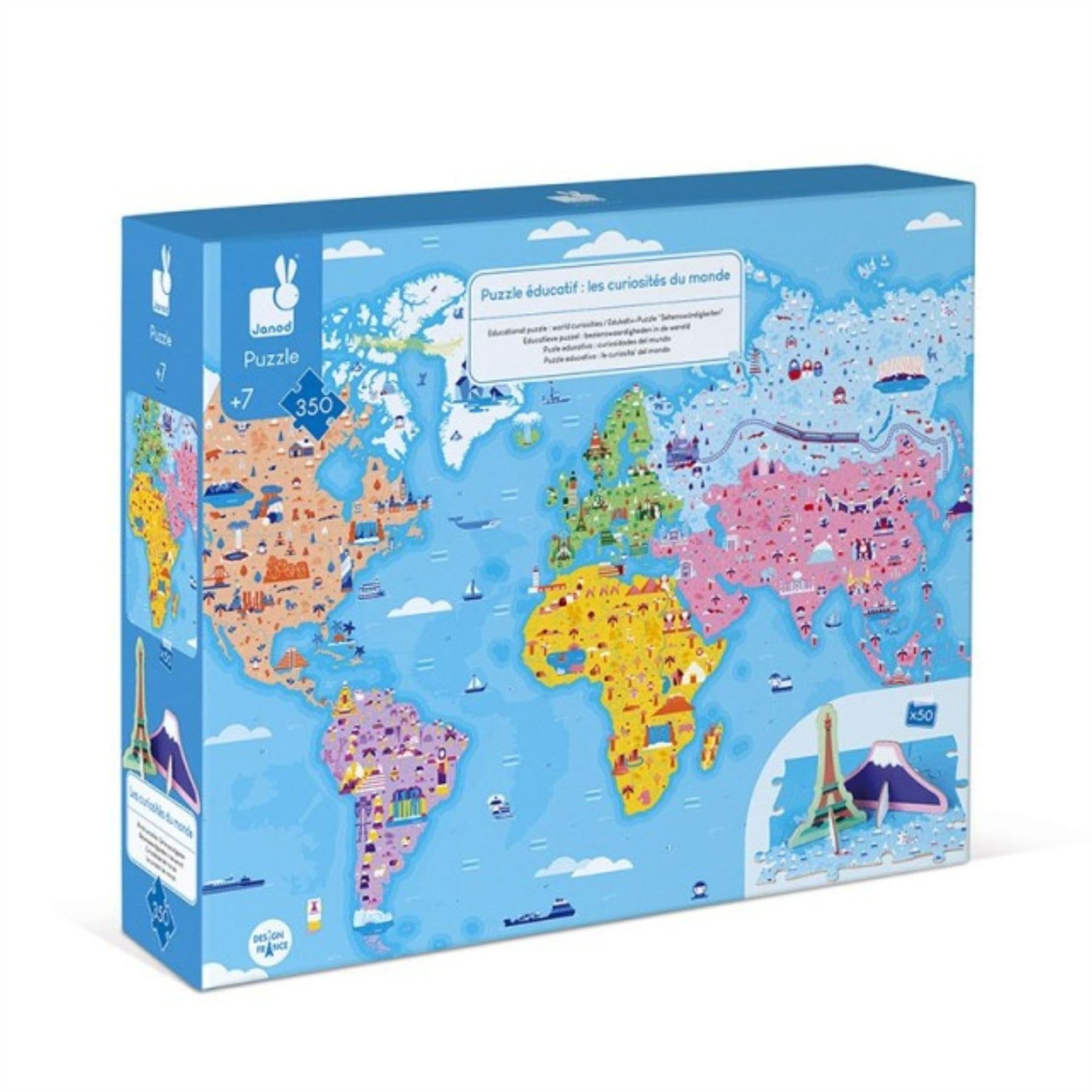 Janod - Curiosities of the World 350-Piece Children's Educational Puzzle - Develops Fine Motor Skills and Concentration - Suitable for ages 7 and up - J02677