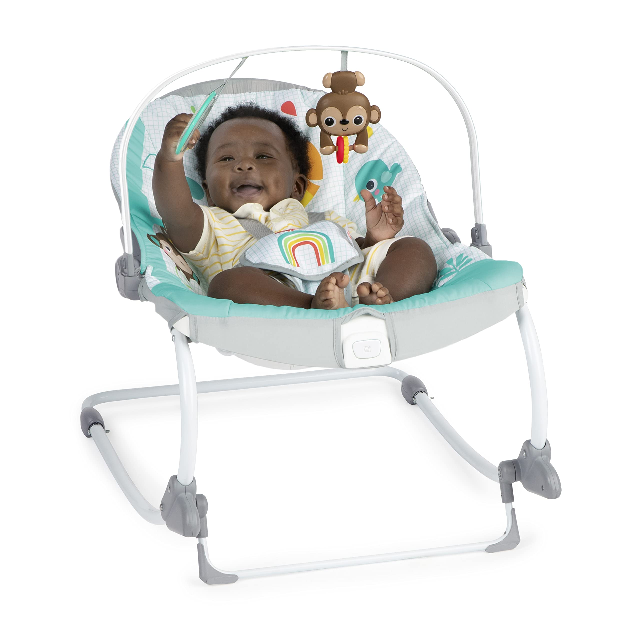 Bright Starts Wild Vibes Infant to Toddler Rocker with Vibrations, Unisex, Newborn +