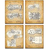 Original John Deere Tractors Patent Art Prints - Set of Four Photos (8x10) Unframed - Makes a Great Farmhouse Decor and Gift