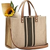 WeGang Canvas Tote bag, Women’s Crossbody Shoulder Bag, Large Woven Handbag, Straw Tote Hand Bags Casual Bag Foldaway Style for Shopping Working Travel Beach