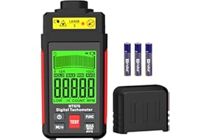 Digital Tachometer Non-Contact RPM Meter (10-99999 RPM), High Accuracy Laser Digital Tachometer Tester with Reflective Tape, 