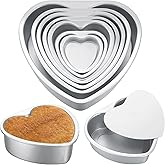 Sieral 7 Pcs Valentine's Day Heart Shaped Cake Pans Set, 3/4/5/6/7/8/10 Inch Aluminum Nonstick Bakeware with Removable Bottom, DIY Heart Baking Molds for Cakes and Desserts, Baking Supplies