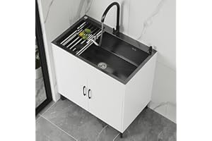 HMOROVEX Long 19.6-32.2 in Laundry Sink Cabinet with 304 Stainless Steel Sinks Utility Sink with Cabinet Freestanding Sinks w
