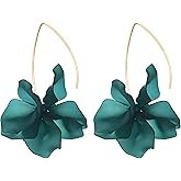 DEYOUM Long Rose Petal Earrings for Women Handmade Boho Acrylic Lightweight Tiered Flower Dangle Drop Statement Earrings Unique Floral Tassel Dangling Summer Earrings Beach Vacation Jewelry Gifts