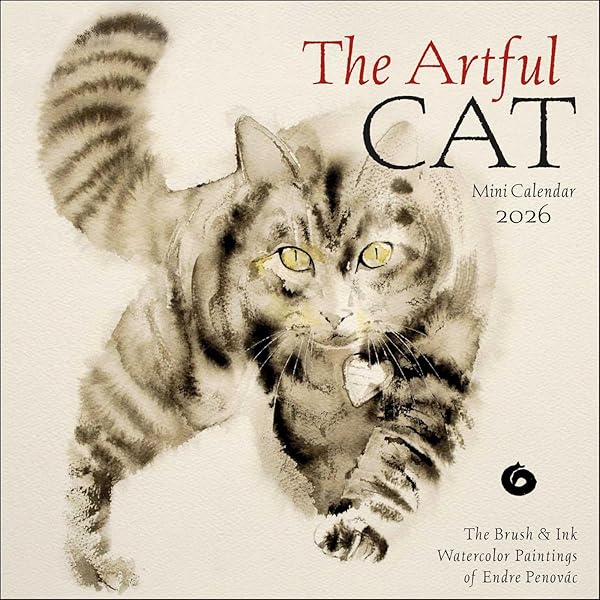 The Artful Cat 2026 Wall Calendar: Brush & Ink Watercolor
