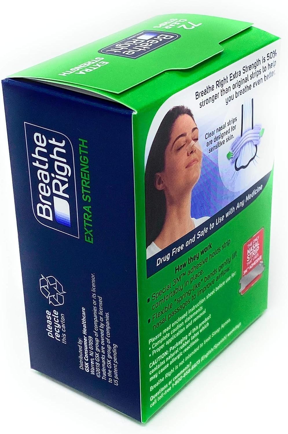 Breathe Right Nasal Strips, Extra Clear for Sensitive Skin, 72 Clear Strips: Health & Personal Care
