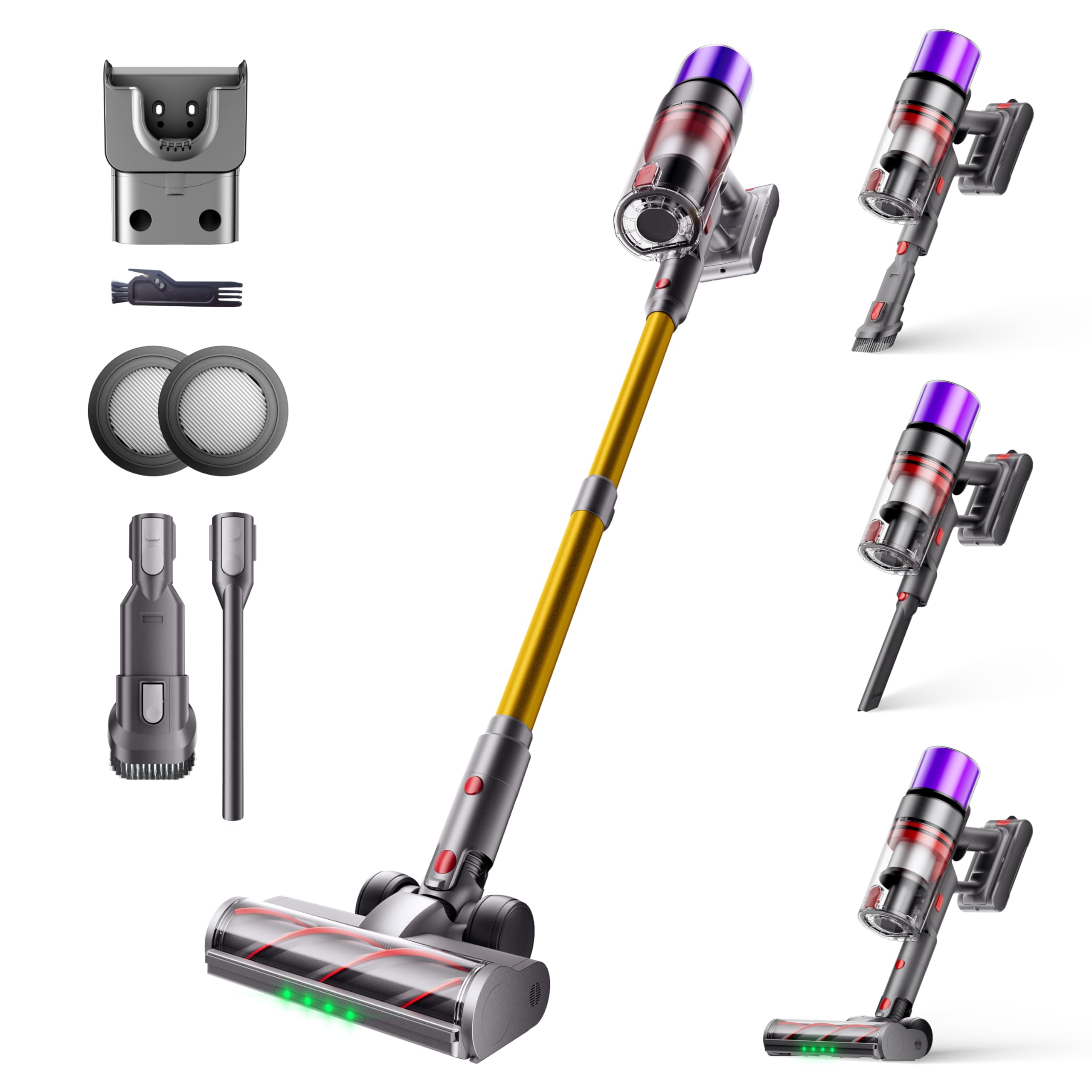 ISWEEPR X7 Akku Staubsauger 55Kpa/600W/80Min, Staubsauger Kabellos mit LED Display, Akkustaubsauger Selbstladender, Anti-Tangle-Bürste, Automatikmodus für Teppich Tierhaare Hartböden