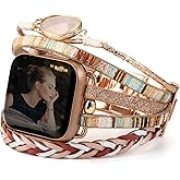 CHARMINGO Boho Leather Bracelet Compatible with Apple Watch Bands for Women Men 38mm 40mm 41mm 42mm 44mm 45mm 46mm 49mm - Multilayer Wrap Dressy Apple Watch Strap for Cute Iwatch Band Series 11 10 9 8 7 6 5 4 SE 3 Ultra 3 2 1